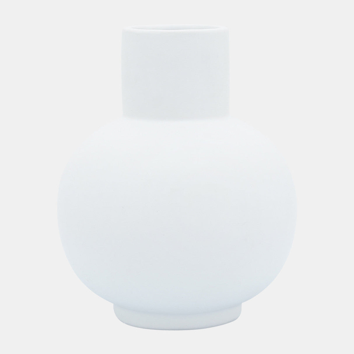 Cer, 8"h Bulbous Vase, White