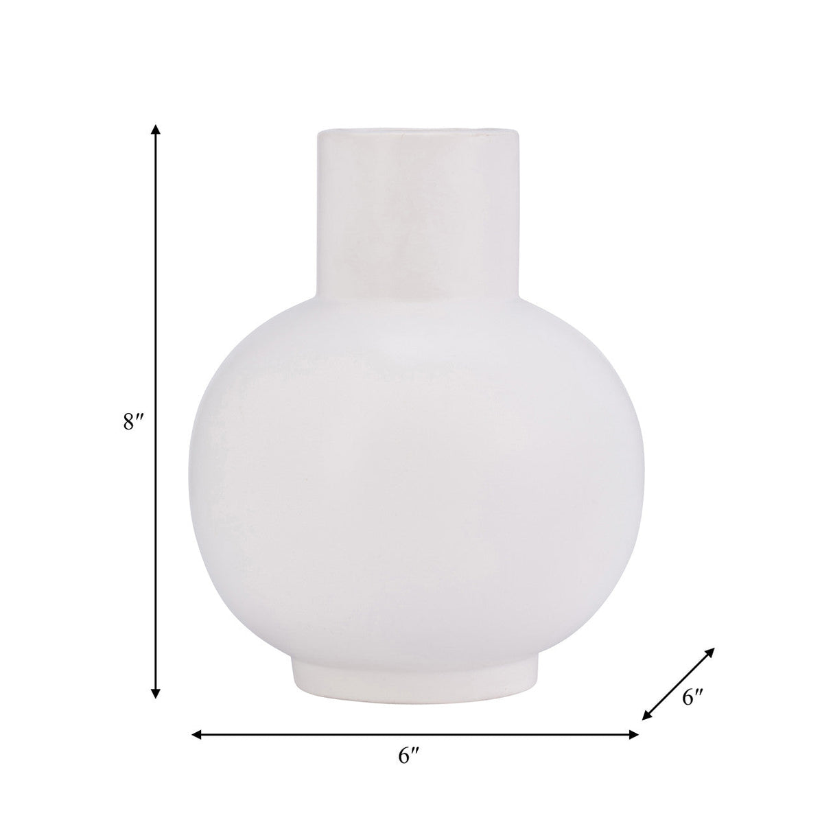 Cer, 8"h Bulbous Vase, White