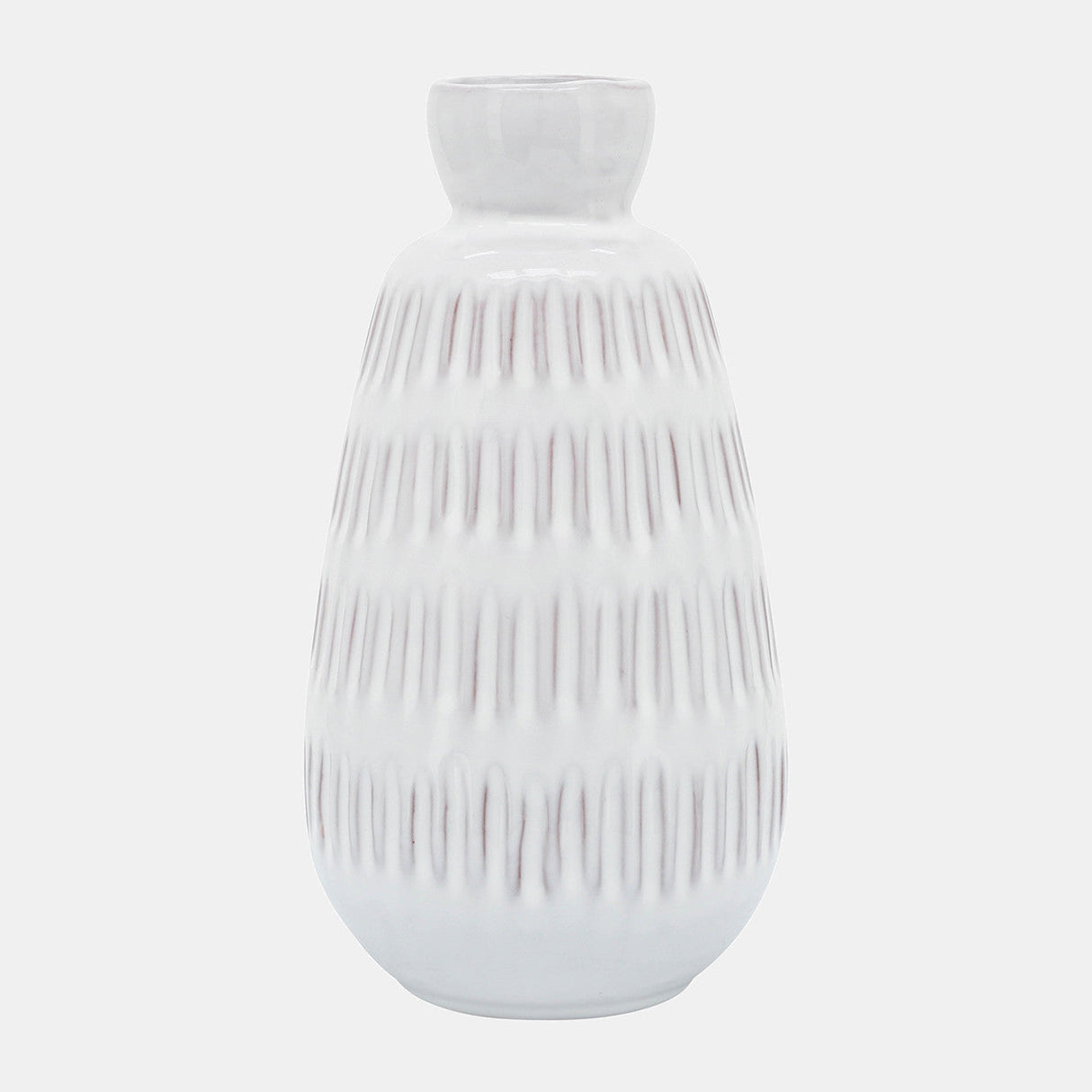 Cer, 8"h Dimpled Vase, White