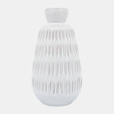 Cer, 8"h Dimpled Vase, White