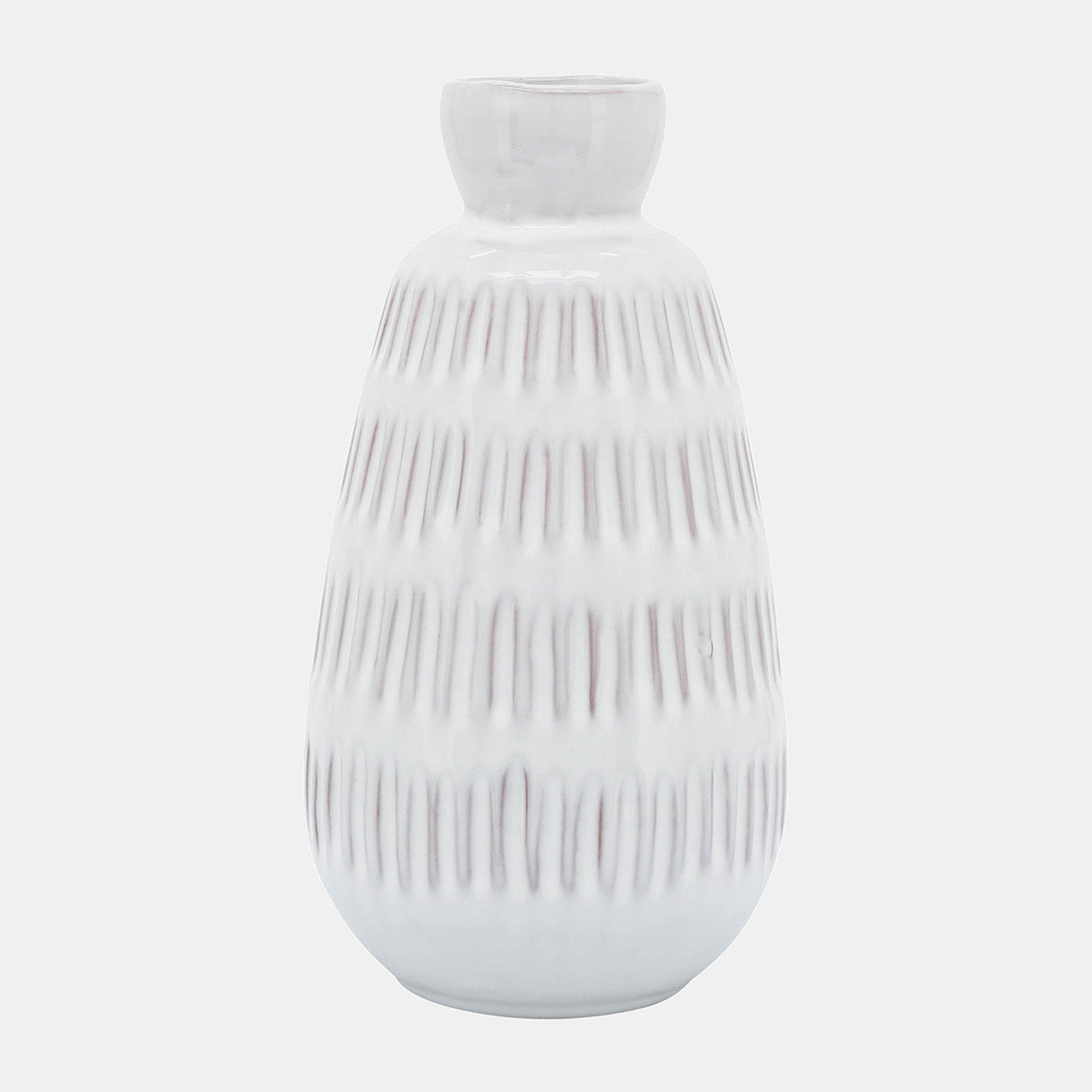 Cer, 8"h Dimpled Vase, White