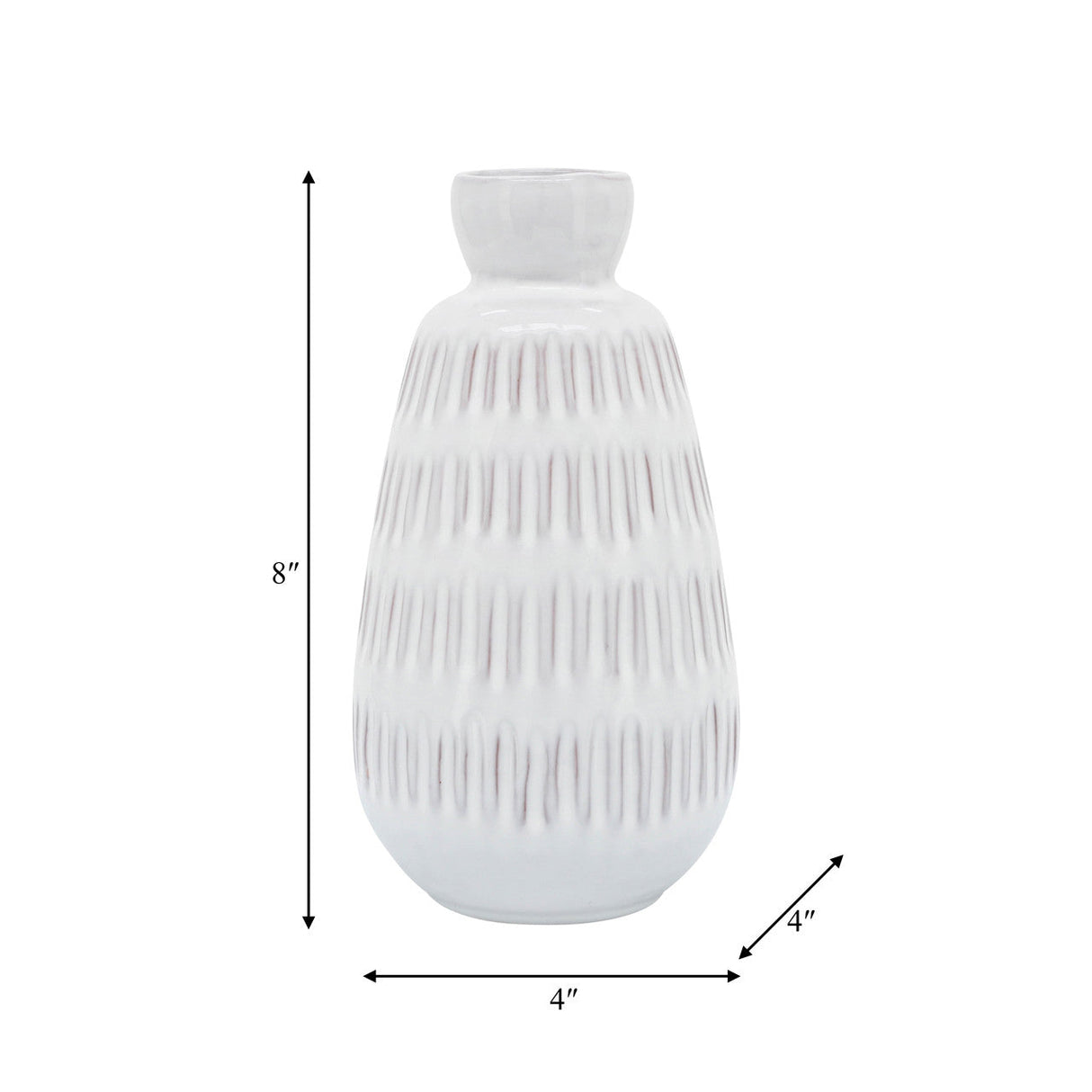 Cer, 8"h Dimpled Vase, White