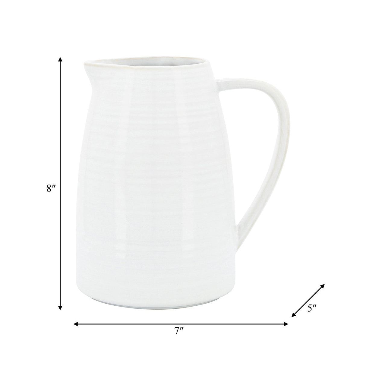 Cer, 8"h Pitcher, White