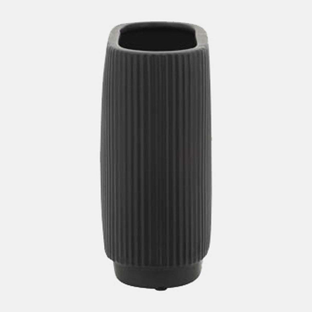 Cer, 8"h Ridged Vase, Black