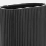 Cer, 8"h Ridged Vase, Black