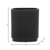 Cer, 8"h Ridged Vase, Black