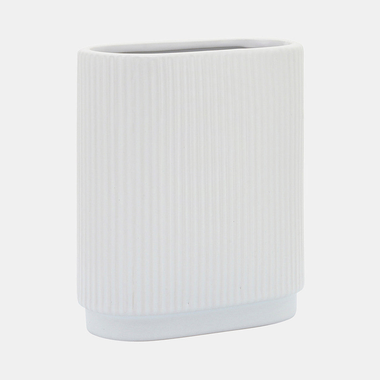 Cer, 8"h Ridged Vase, White