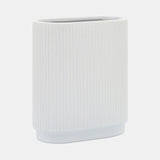 Cer, 8"h Ridged Vase, White