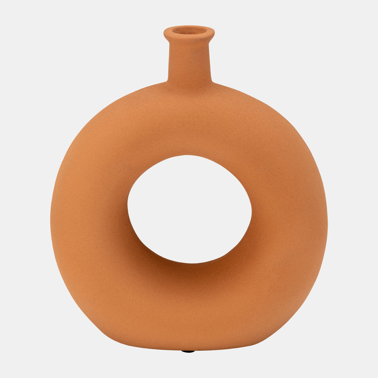 Cer, 8"h Round Cut-out Vase, Terracotta