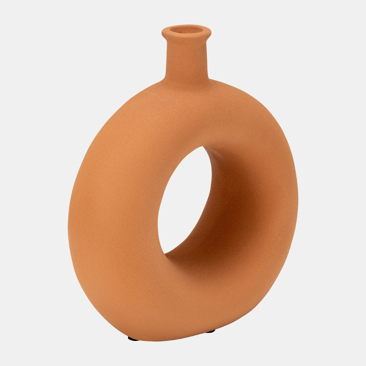 Cer, 8"h Round Cut-out Vase, Terracotta