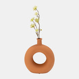 Cer, 8"h Round Cut-out Vase, Terracotta