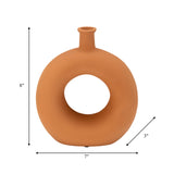 Cer, 8"h Round Cut-out Vase, Terracotta