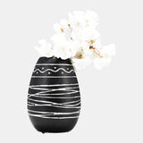 Cer, 8"h Tribal Vase, Black/white