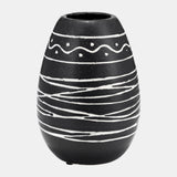 Cer, 8"h Tribal Vase, Black/white