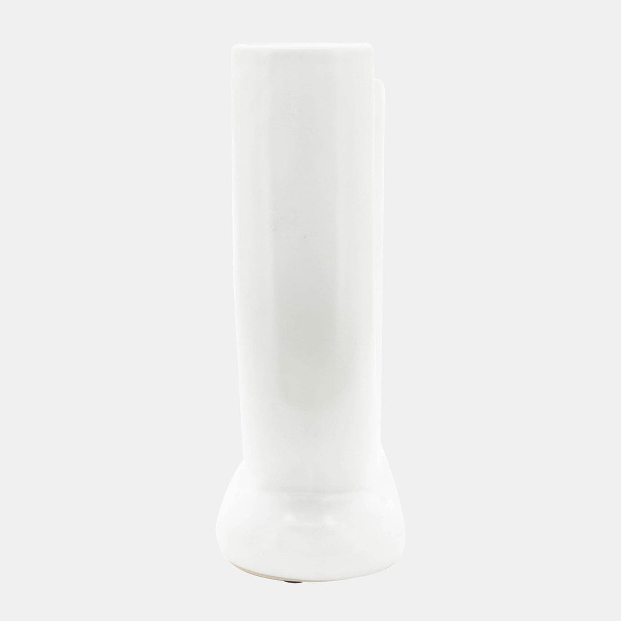 Cer, 8"h U-shaped Vase W/ Base, White