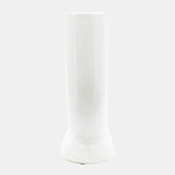 Cer, 8"h U-shaped Vase W/ Base, White