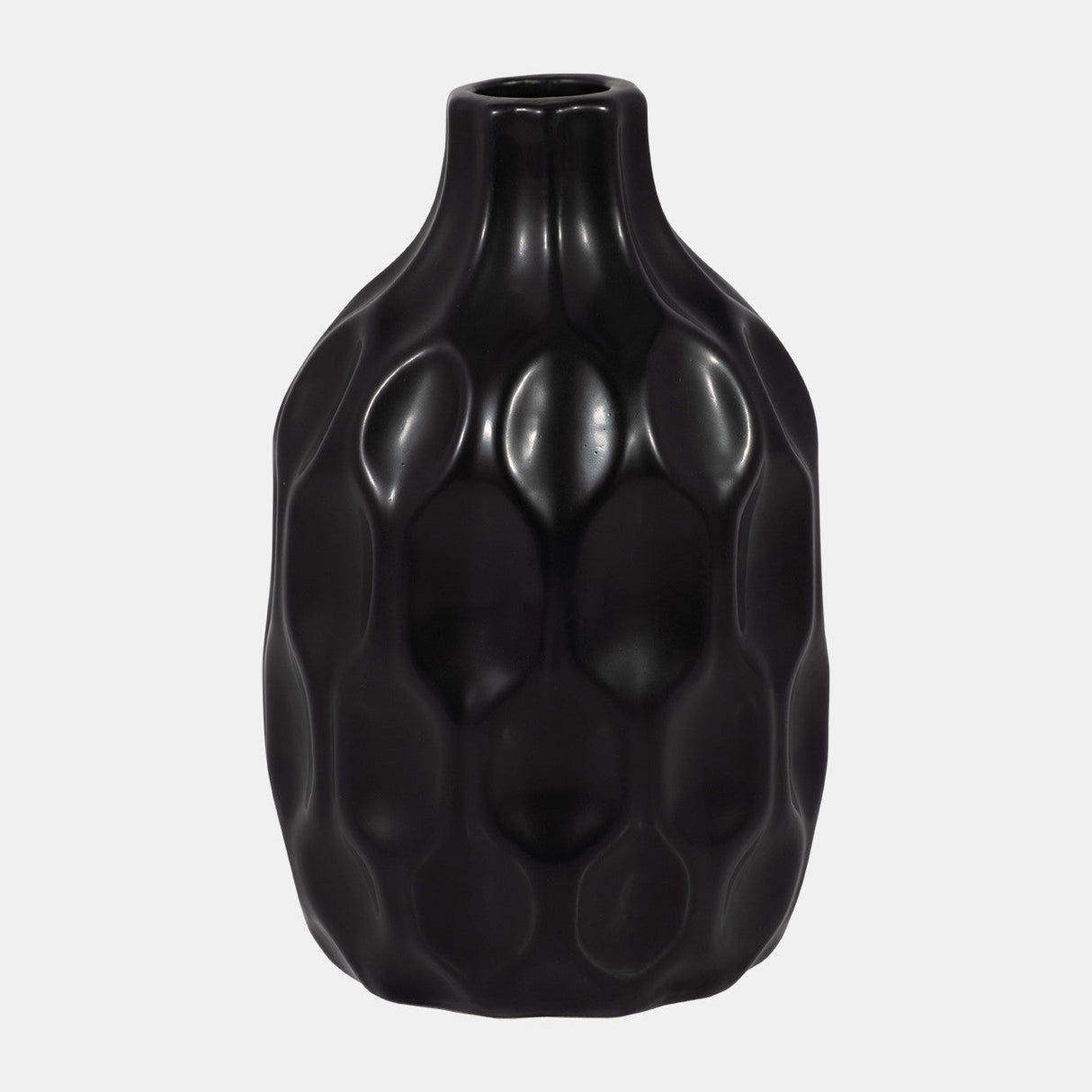 Cer, 8" Honeycomb Dimpled Vase, Black