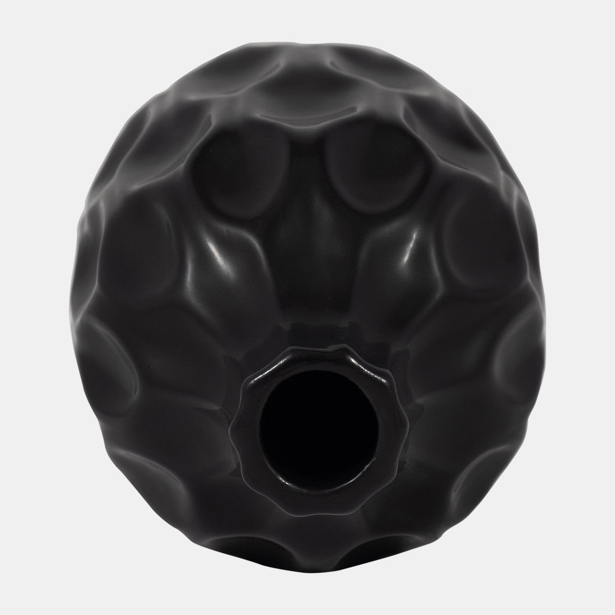 Cer, 8" Honeycomb Dimpled Vase, Black