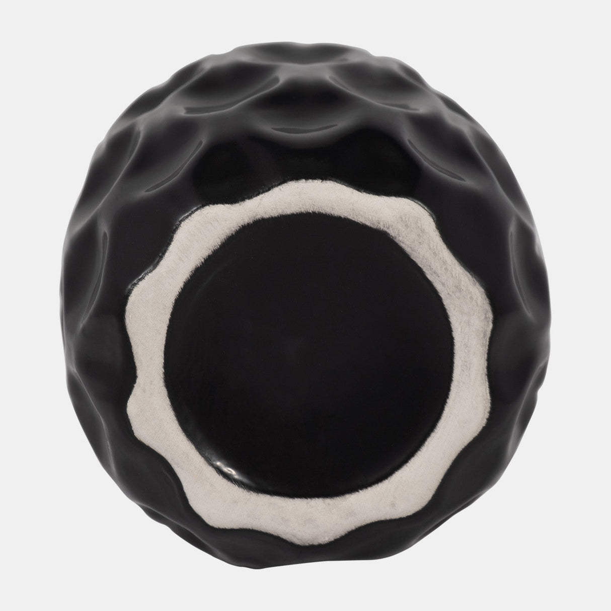 Cer, 8" Honeycomb Dimpled Vase, Black