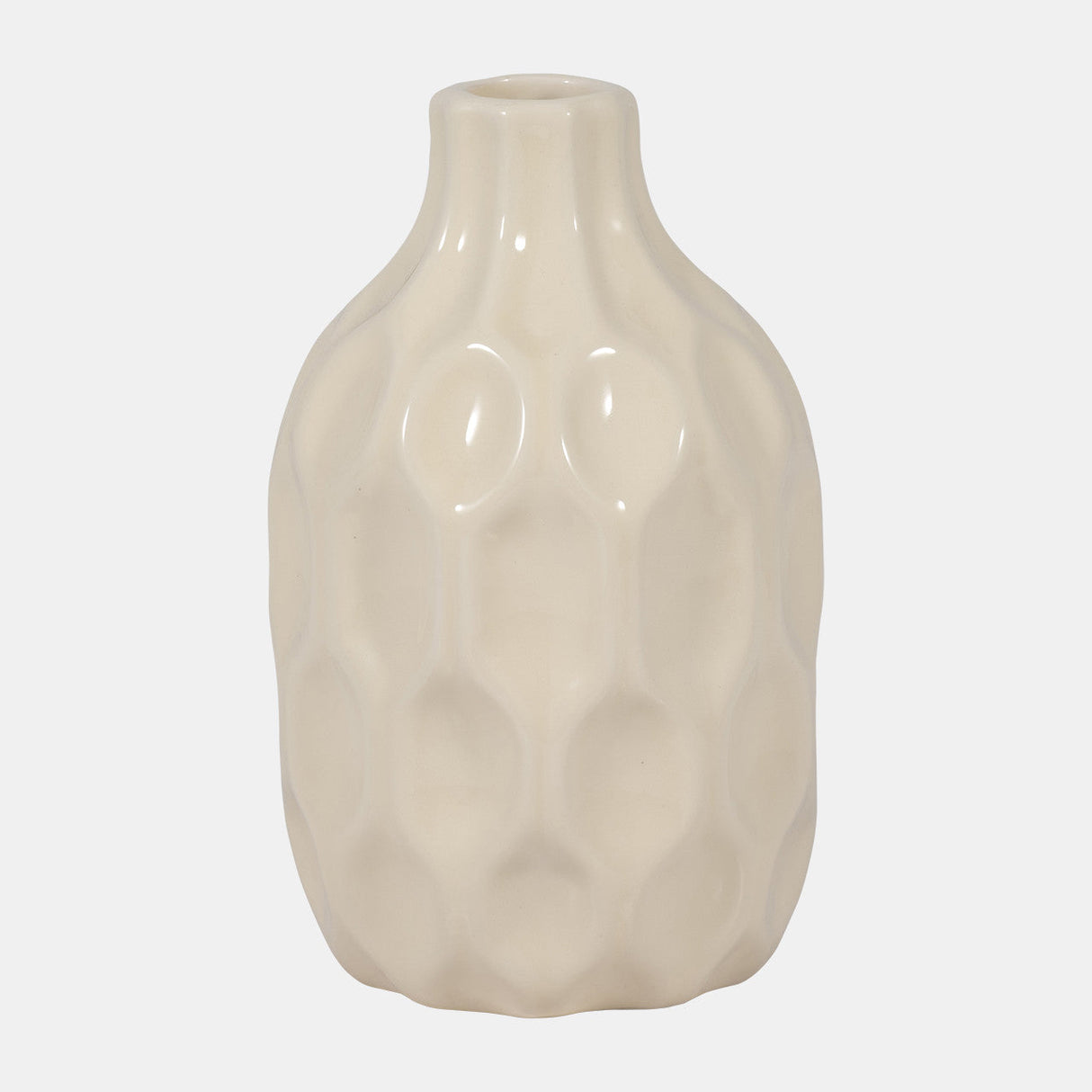 Cer, 8" Honeycomb Dimpled Vase, Cotton