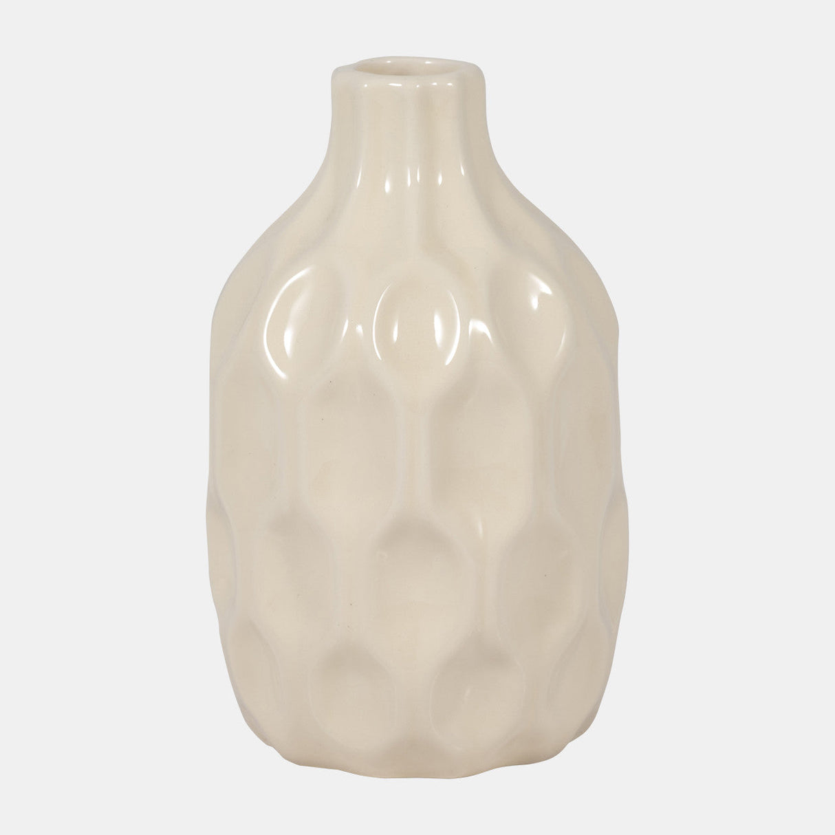 Cer, 8" Honeycomb Dimpled Vase, Cotton