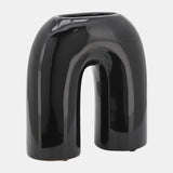 Cer, 8" Horseshoe Vase, Black