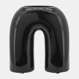 Cer, 8" Horseshoe Vase, Black