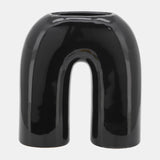 Cer, 8" Horseshoe Vase, Black