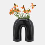 Cer, 8" Horseshoe Vase, Black