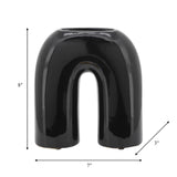 Cer, 8" Horseshoe Vase, Black