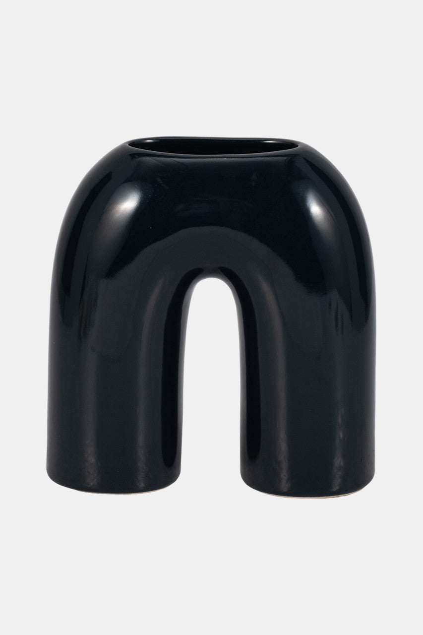 Cer, 8" Horseshoe Vase, Navy Blue