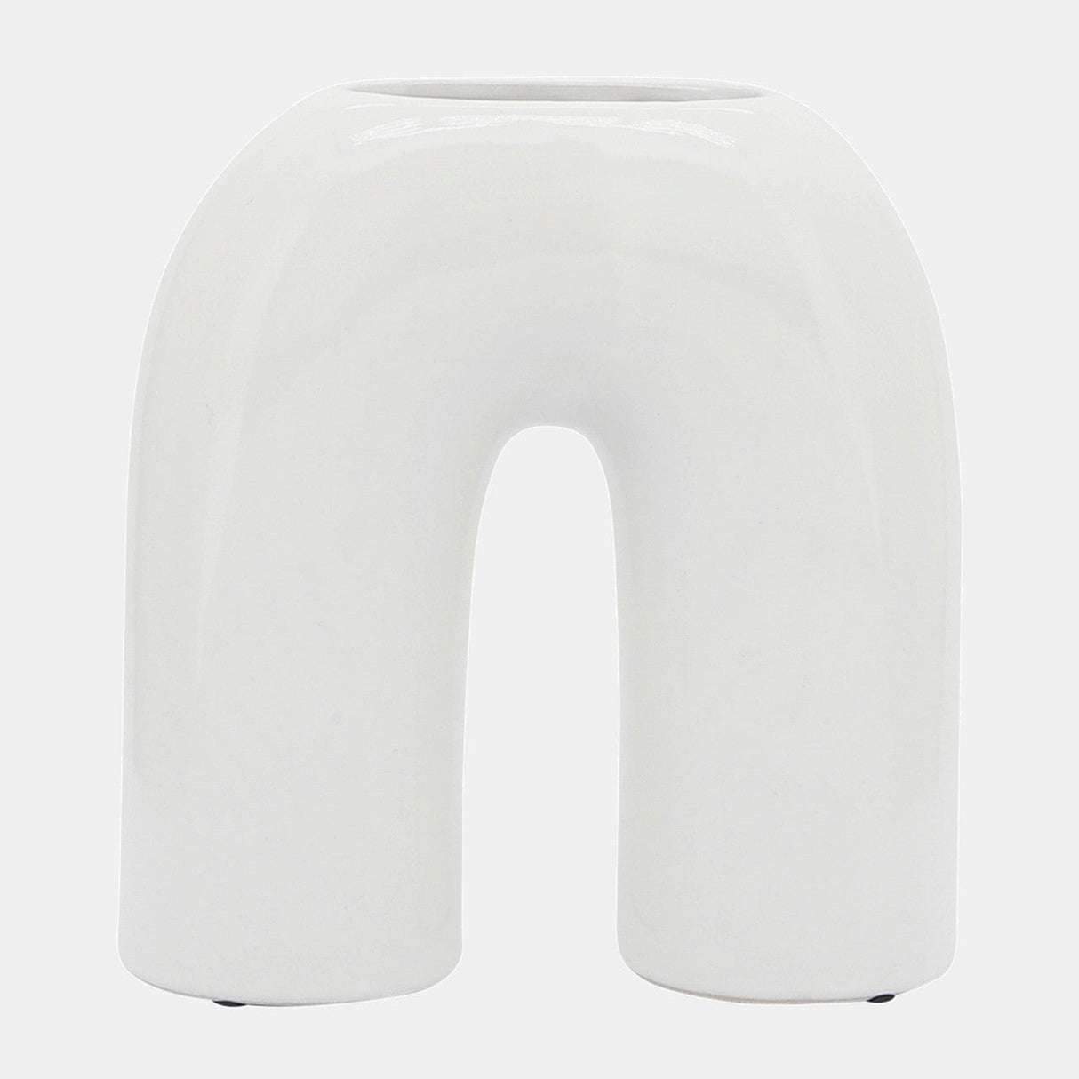 Cer, 8" Horseshoe Vase, White