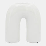 Cer, 8" Horseshoe Vase, White