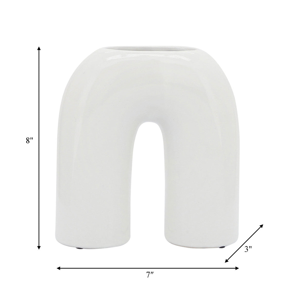 Cer, 8" Horseshoe Vase, White