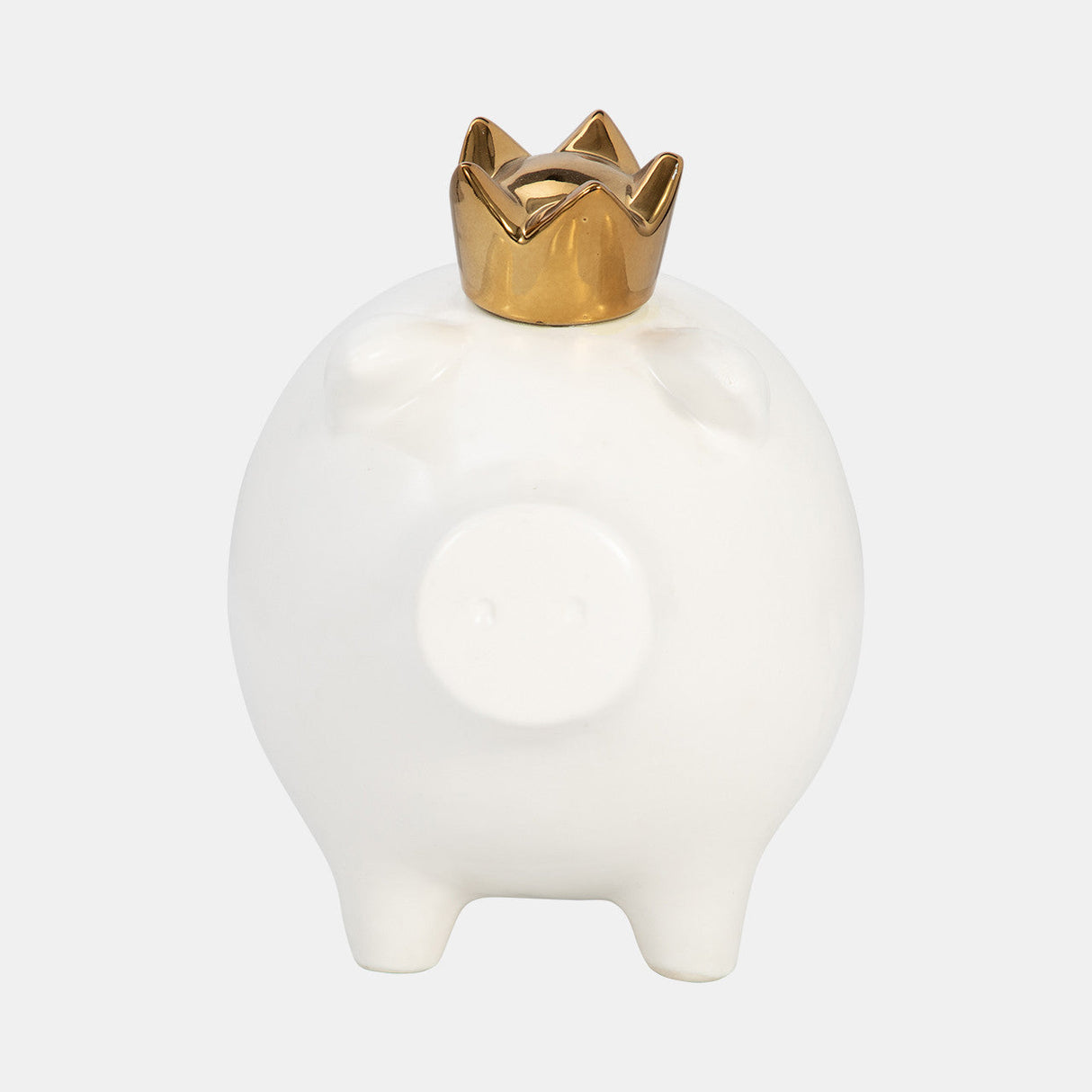 Cer, 8" Pig With Crown, White