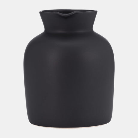 Cer, 8" Pitcher Vase, Black