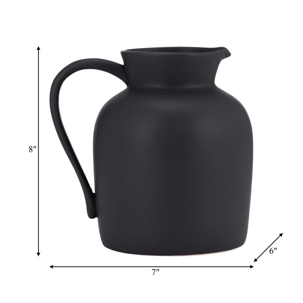 Cer, 8" Pitcher Vase, Black