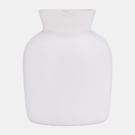 Cer, 8" Pitcher Vase, White