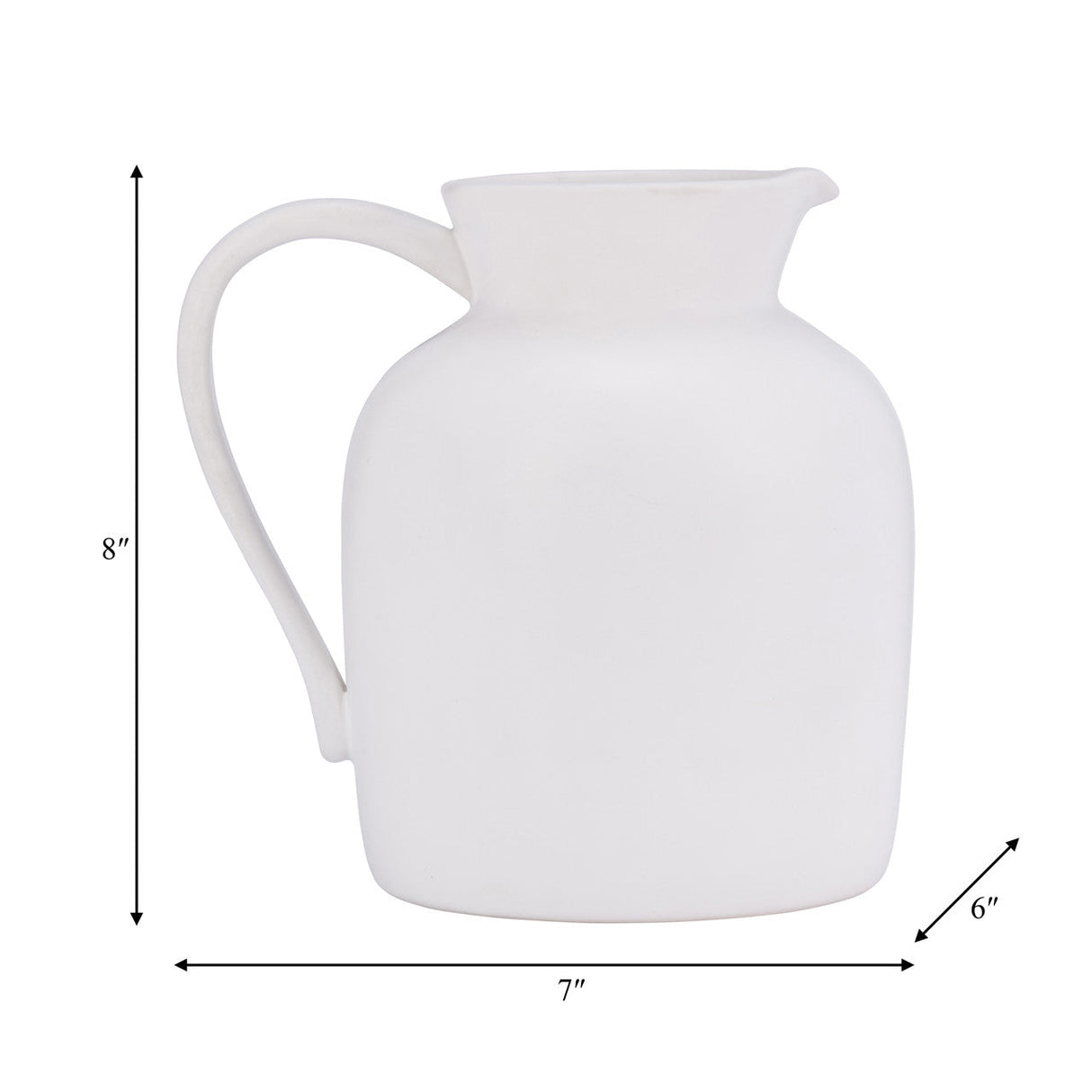 Cer, 8" Pitcher Vase, White