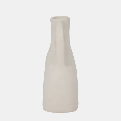 Cer, 8" Rough Triple Handle Vase, Cotton