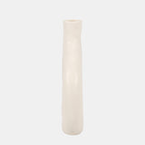 Cer 8" Textured Wide Cut-out Vase, Cotton