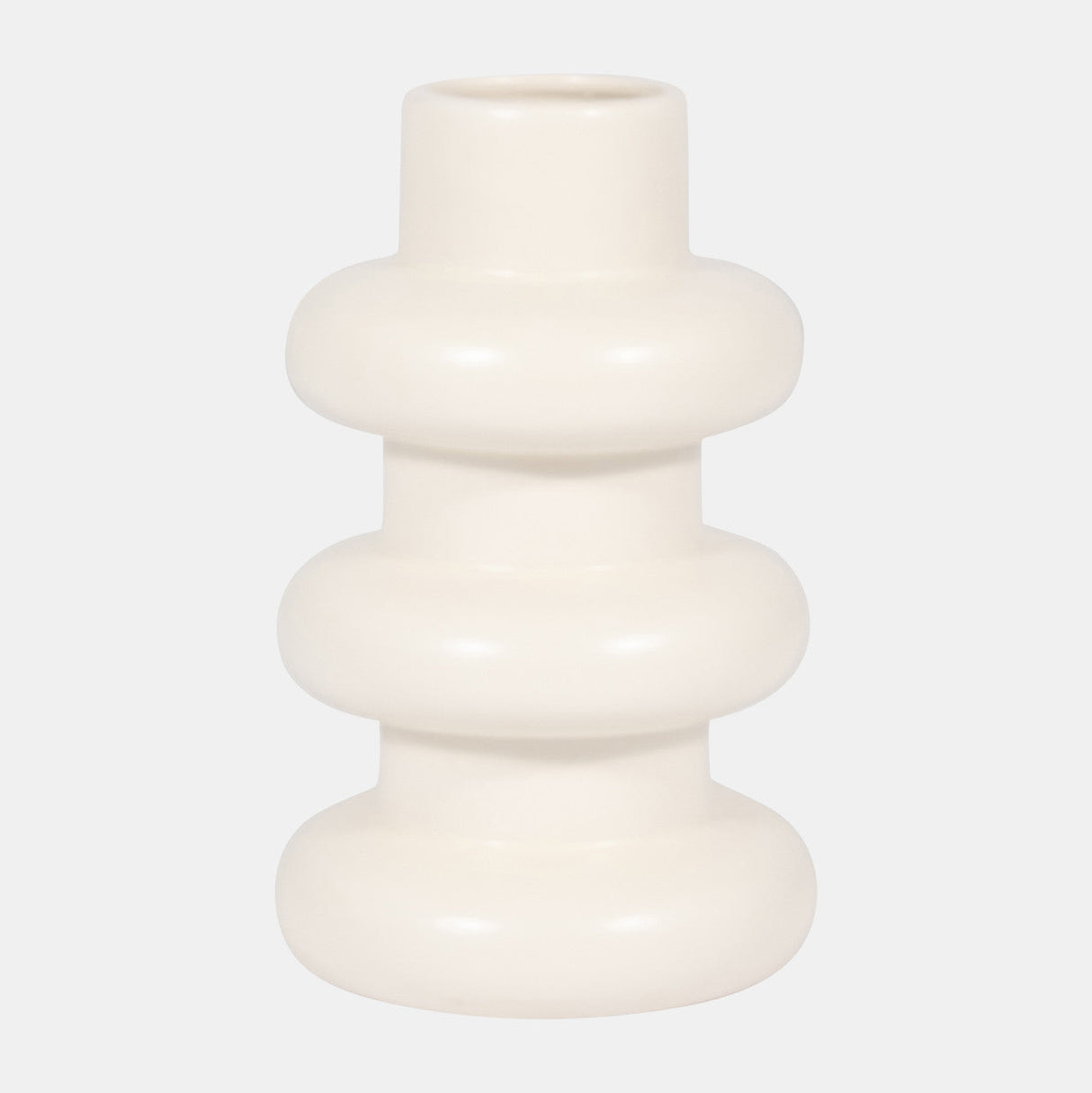 Cer, 8" Three Ribbed Vase, Cotton