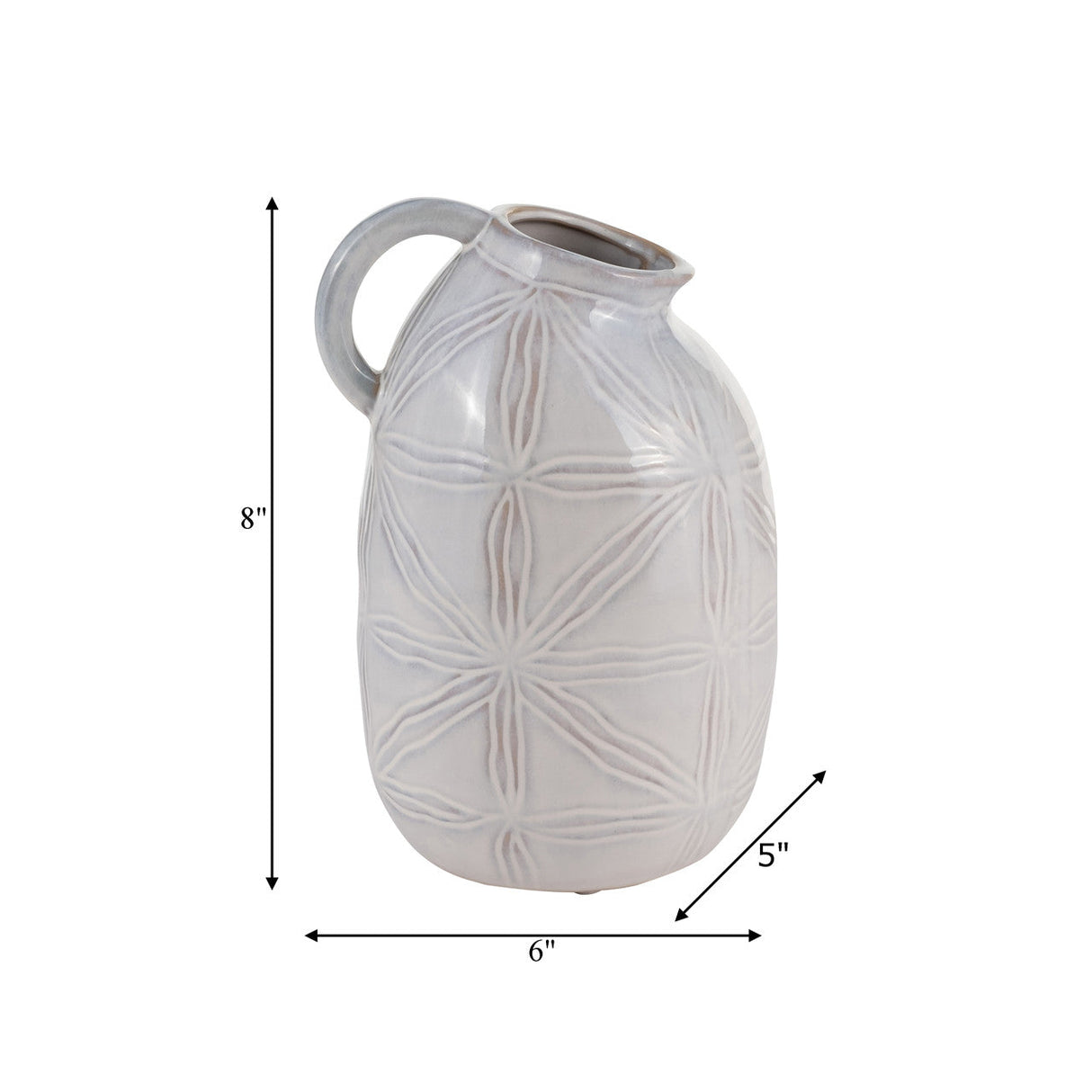 Cer, 8" Tribal Pitcher, Ivory