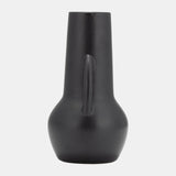 Cer,8",vase W/handles,black