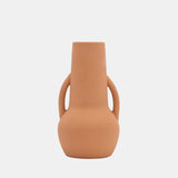 Cer,8",vase W/handles,terracotta