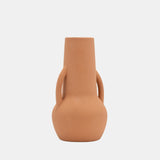 Cer,8",vase W/handles,terracotta