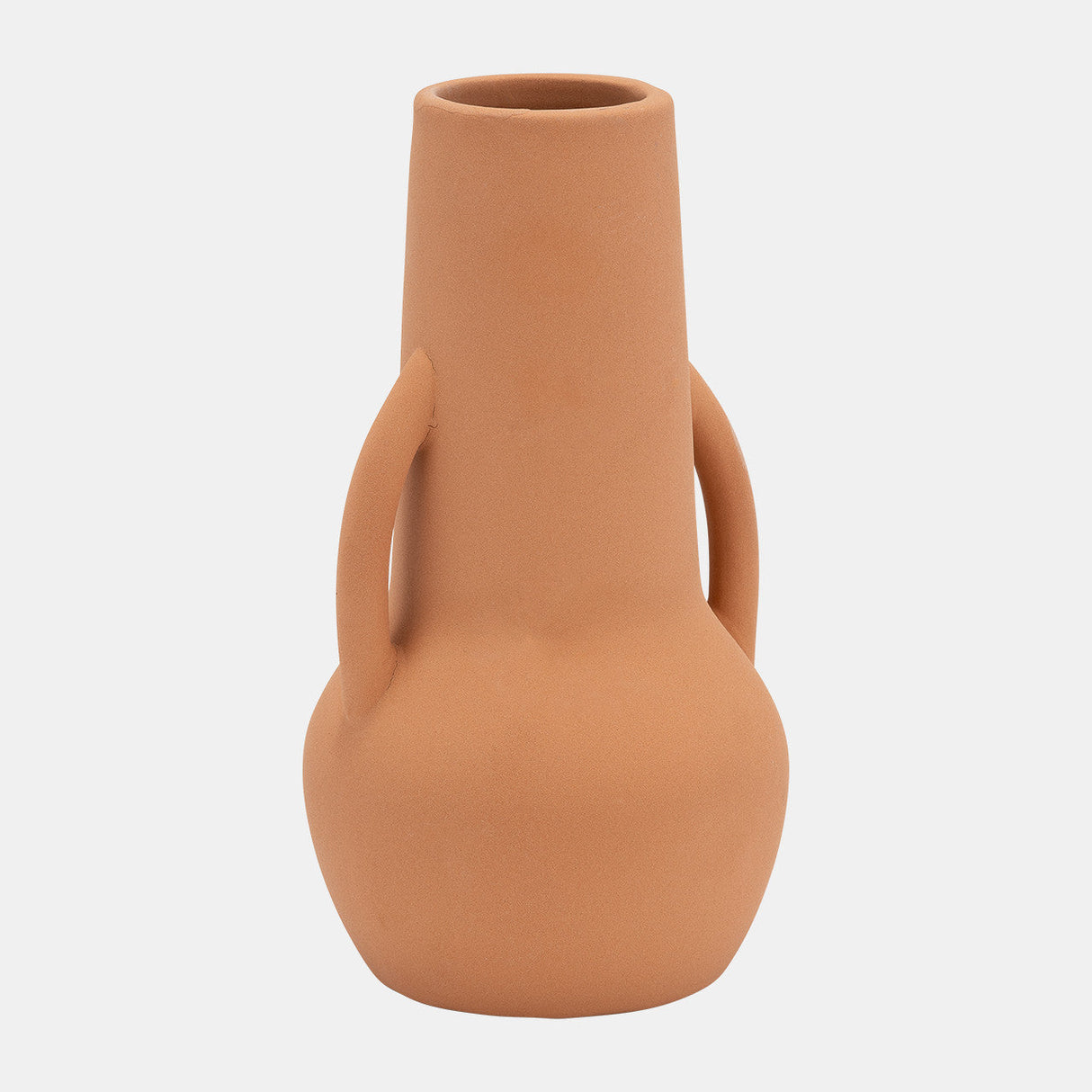 Cer,8",vase W/handles,terracotta