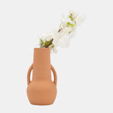 Cer,8",vase W/handles,terracotta