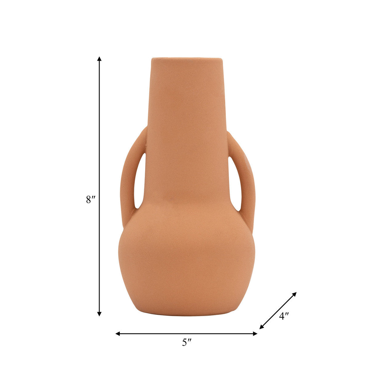 Cer,8",vase W/handles,terracotta