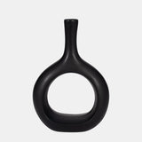 Cer, 9" Curved Open Cut Out Vase, Black